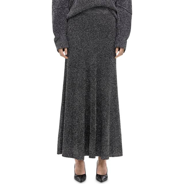 Sparkly Lurex Maxi Skirt - SILVER - Medium