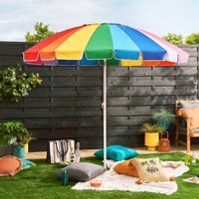 2.5m Rainbow Tilt Beach Parasol - Multicolor