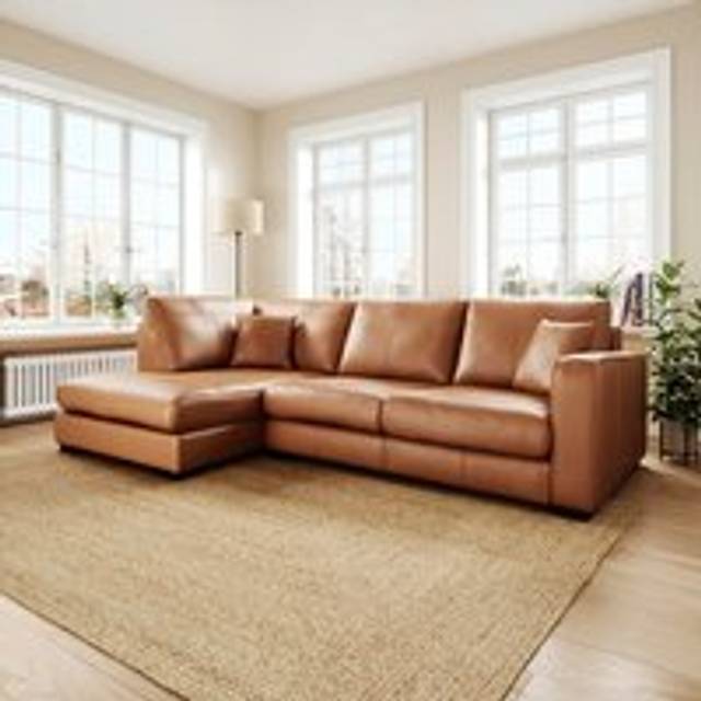 Carson Classic Leather Large Corner Chaise Sofa - Classic Leather Tan