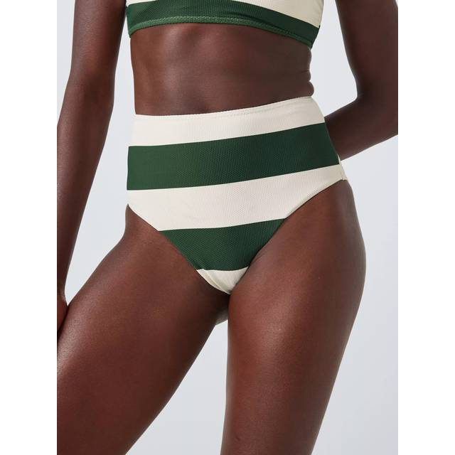 John Lewis Sydney High Waist Bikini Bottoms, Green/White