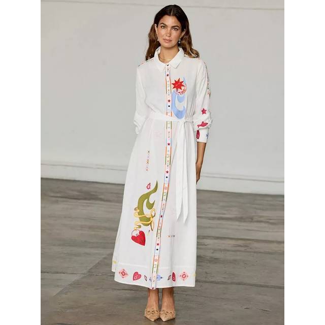 Never Fully Dressed Motifs Shirt Dress, Cream/Multi