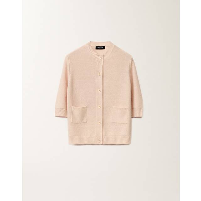 Fabiana Filippi Cotton And Linen Cardigan With Sequins, Dusty Pink - Woman Knitwear Pink It 36