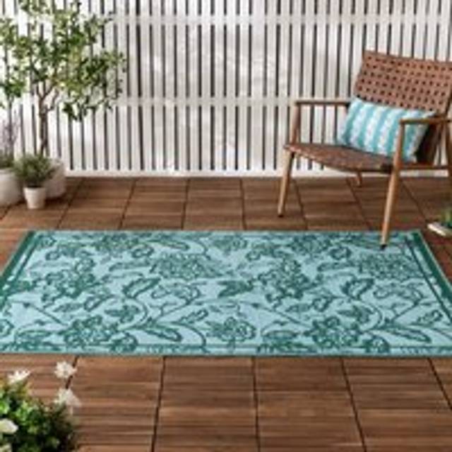 furn. Anemone Blue Woven Jacquard Outdoor Rug 120 x 180cm