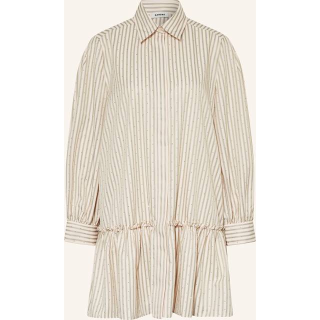 Robe chemise strassée à rayures - Kaki / Rose - 38