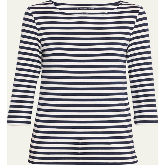 Soft Touch Boatneck Striped Jersey T-Shirt - MARINE - 4