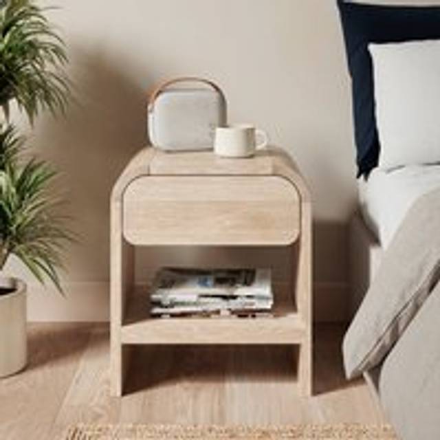 Bennett 1 Drawer Bedside Table - Whitewashed Wood