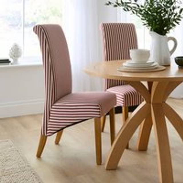 Set of 2 Chester Linford Stripe Dining Chairs, Fabric - Mulberry