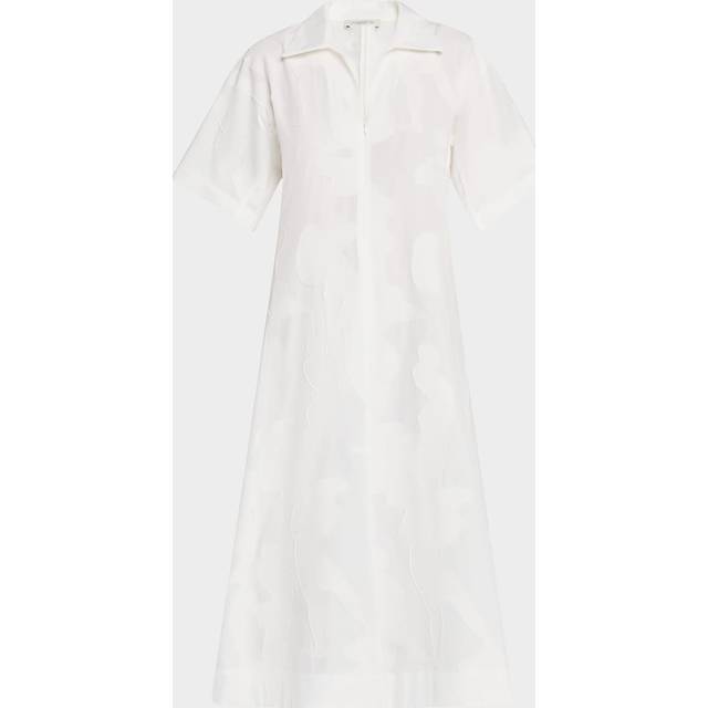 A-Line Fil Coupe Jacquard Midi Dress - WHITE - Small