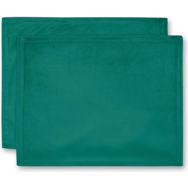 Set of 2 Recycled Velour Placemats - Bottle Green