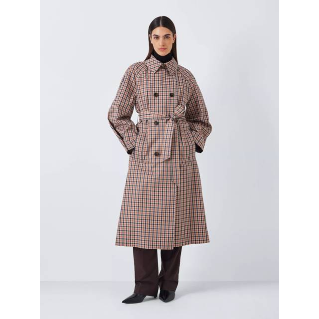 John Lewis Fluid Check Trench Coat, Multi