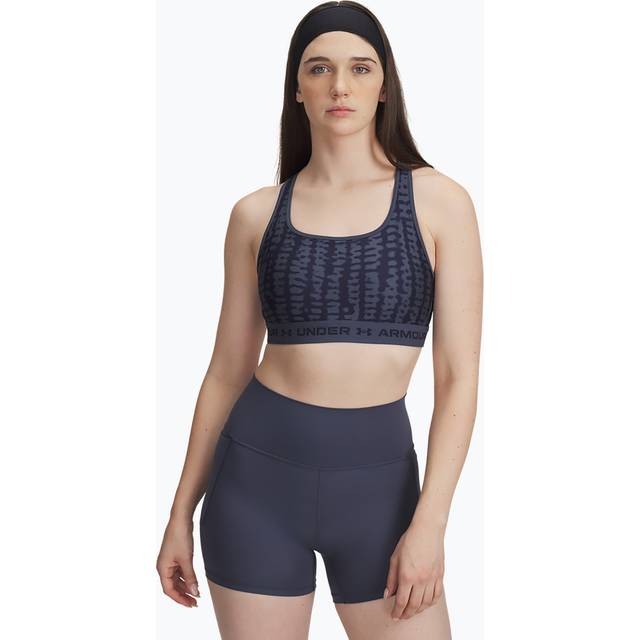 Under Armour Crossback Sports Bra, Downpour Gray /Navy