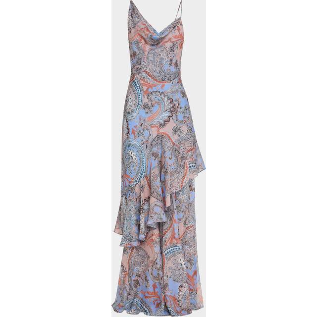 Viola Asymmetric Cowl-Neck Gown - PERIWINKLE MLTI FRENCH PAISLEY - 12