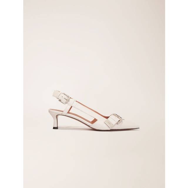 Escarpins Slingback À Double Boucles - Blanc - Maje -  Doublure: cuir de chèvrePremière de propreté: cuir de chèvreSemelle extérieure: 100% résineTige: cuir de veauBoucle: 100% zamac - Vêtements & accessoires > Chaussures > Escarpins & Sandales