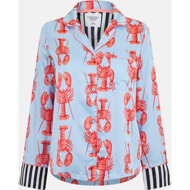 Chelsea Peers Lobster Satin Pyjama Set, Blue/Multi