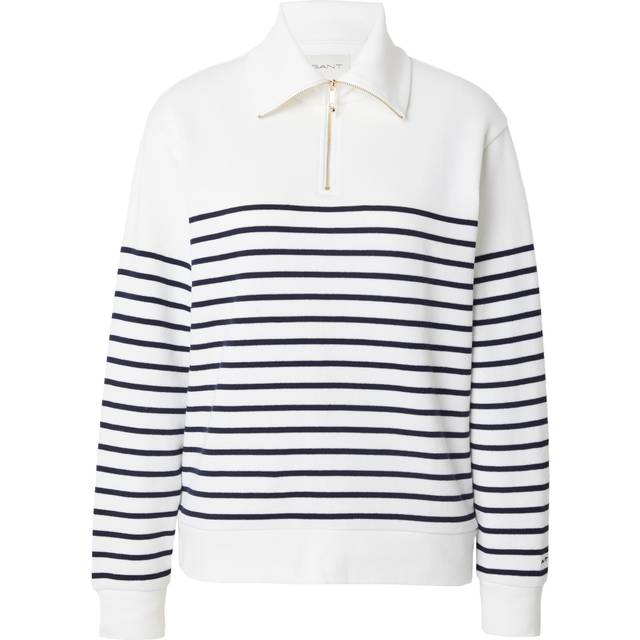 GANT Women Ribbed Breton Half-Zip Sweatshirt (XXL)