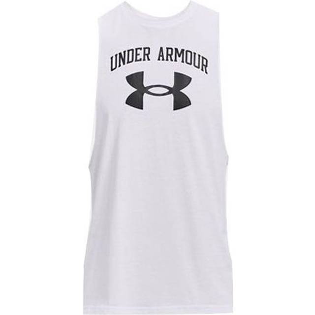 Under Armour Large Logo Print Loose Breathable Training Sports Vest Men Tops White 1365205-100 XL