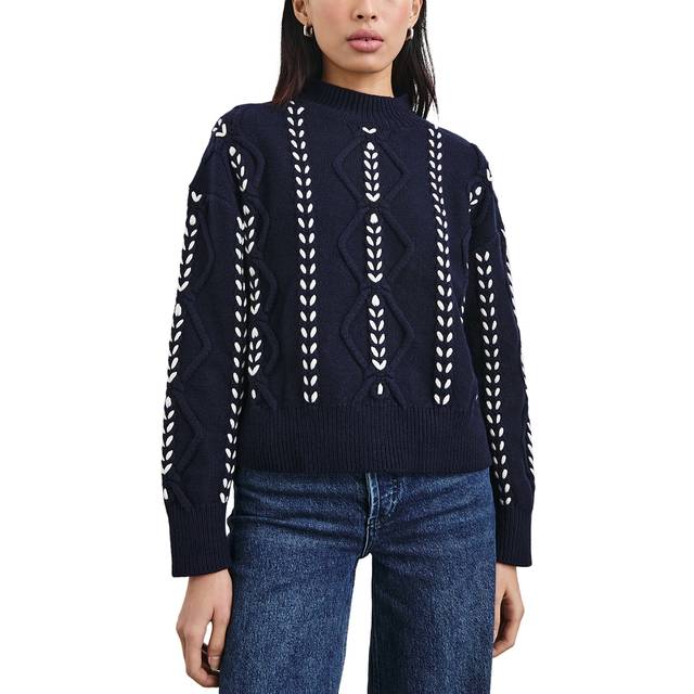 Rails Tori Cable Knit Ribbon Stitch Jumper, Midnight