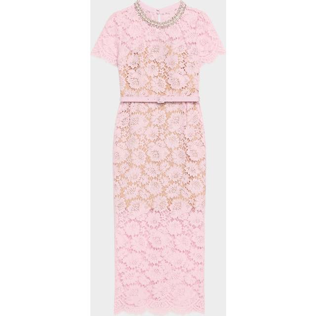 Fine Lace Midi Dress - PINK - 0