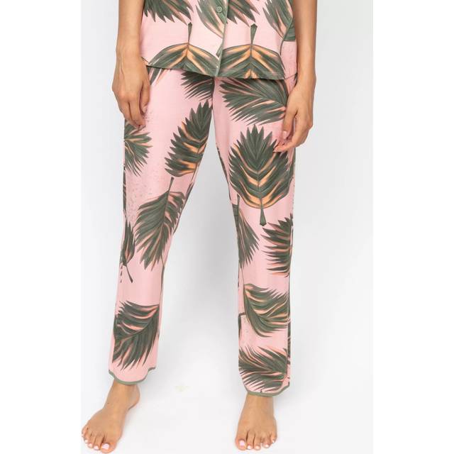 Cyberjammies Lea Palm Leaf Pyjama Bottoms, Salmon Pink/Multi