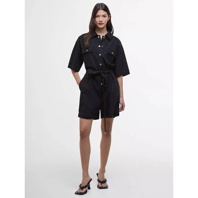 Barbour International Priya Linen Rich Playsuit, Black