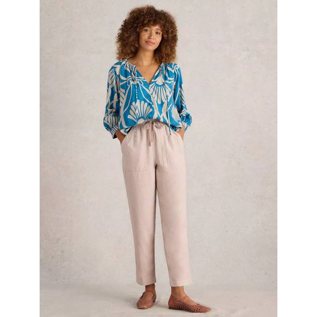 White Stuff Womens Light Natural Elle Linen Blend Trouser - Beige - 14R
