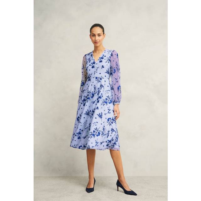 Hobbs Ella Floral Embroidered Dress, Midnight Blue