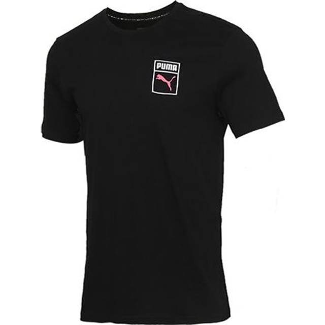 PUMA Graphic Box Logo Printed Short Sleeve TEE Men Black 598625-01