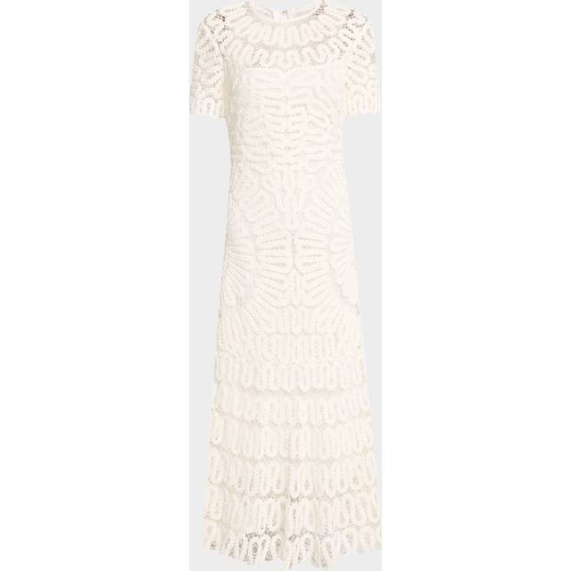 Lorelai Crochet-Embroidered Midi Dress - WHITE - 0