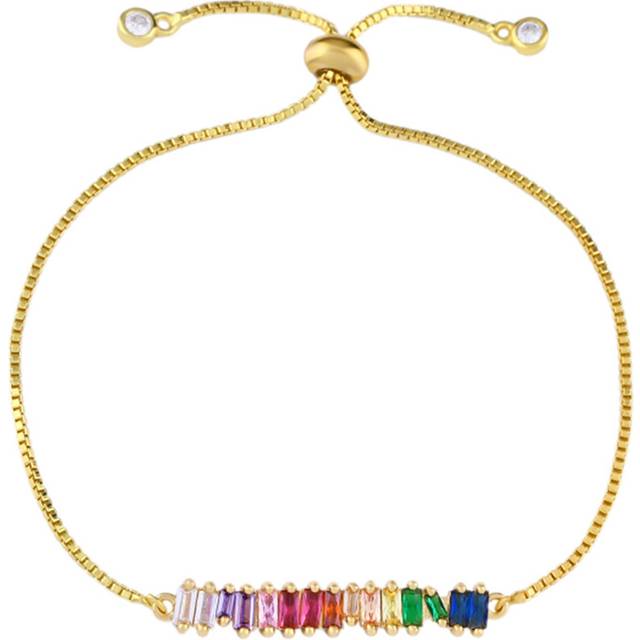 Gold Rainbow Bar Bracelet Crystal Girls Adjustable Chain