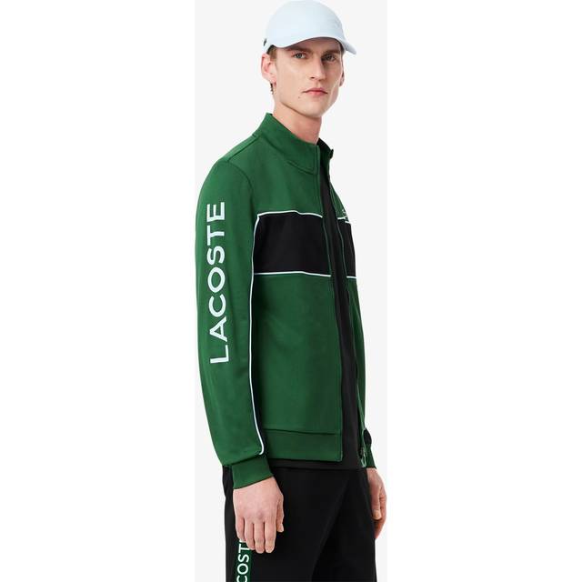 Lacoste Print Branding Zipped Tennis Sweatshirt Size 4 - M Green / Black / Light Blue