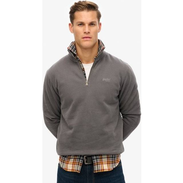 Superdry Essential Logo Henley Sweatshirt, Light Stone Beige