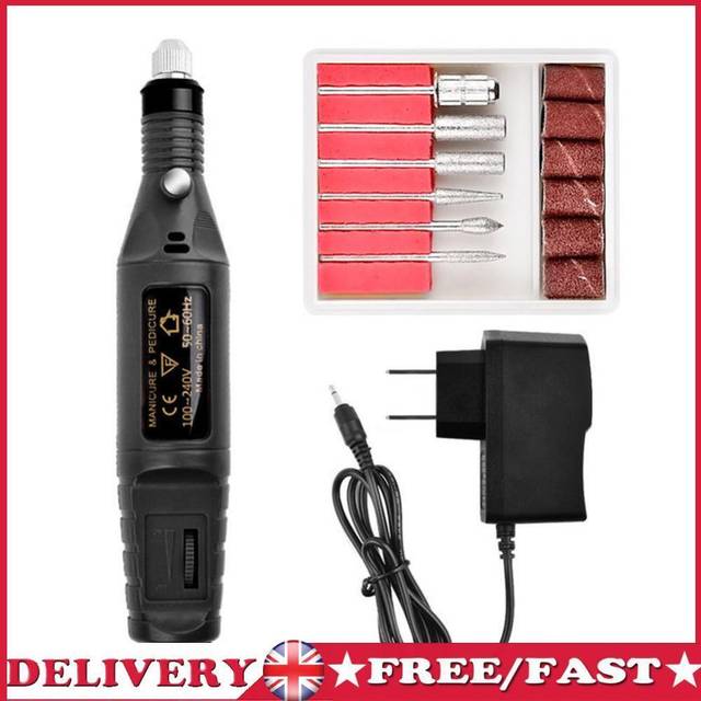 Electric nail drill machine kit portable pedicure nail art tool (black)