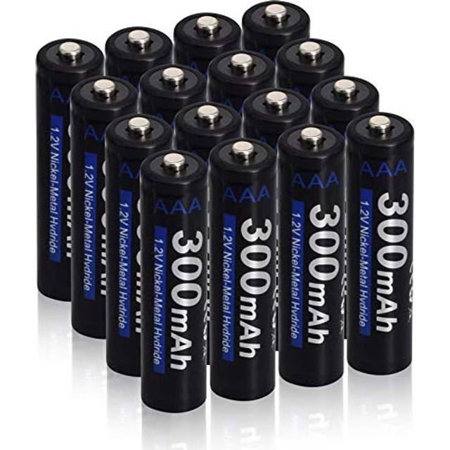 CITYORK laddningsbara AAA-batterier, 16 förpackningar med 300mAh 1,2V Ni-MH-batterier-Lämplig för ficklampor, leksaker etc.-Med förvaringslåda