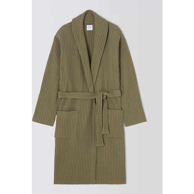John Lewis Cotton Waffle Robe, Green Mid
