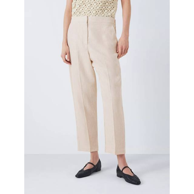 John Lewis Tapered Linen Trousers, Natural