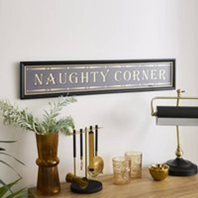Naughty Corner Framed Glass Wall Art - Black