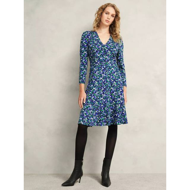 Hobbs Demi Confetti Jersey Dress, Green/Multi
