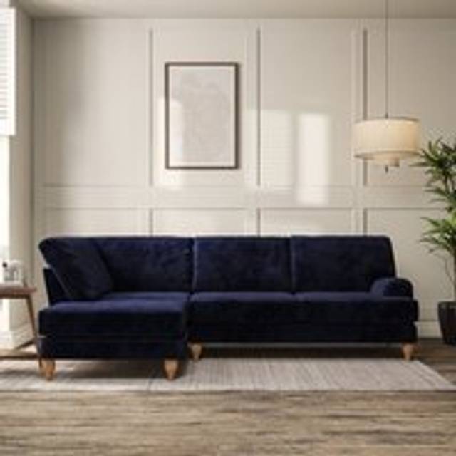 Darwin 4 Seater Corner Chaise Sofa - Luxury Chenille Luxe Navy