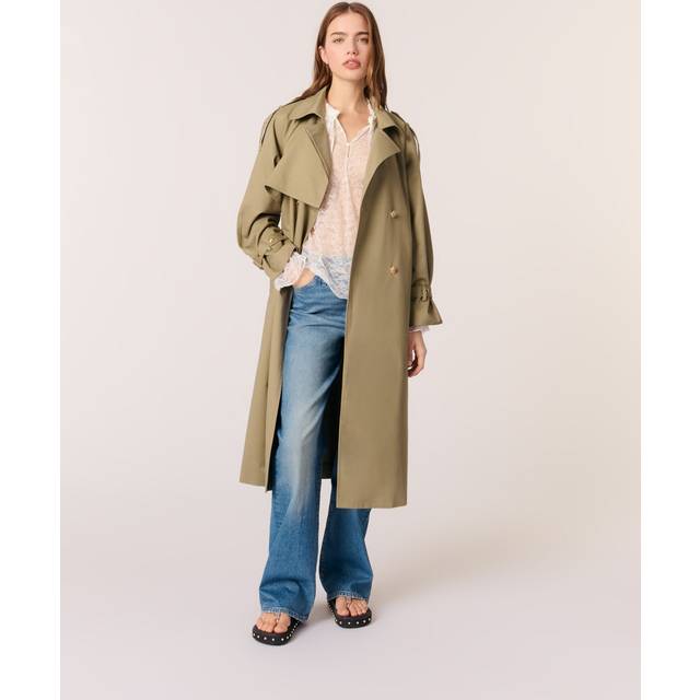 Trench À Studs Et Col Amovible - Vert - Maje -  Matière principale: 100% cotonDoublure: 100% polyester - Prêt-à-porter > Hauts > Manteaux