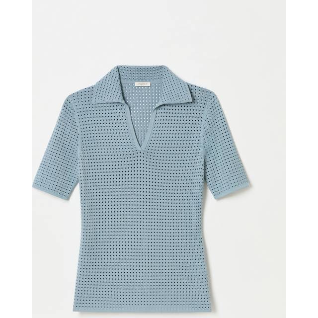 Pointelle Matte Crepe Polo - PAPER BLUE - X-Small