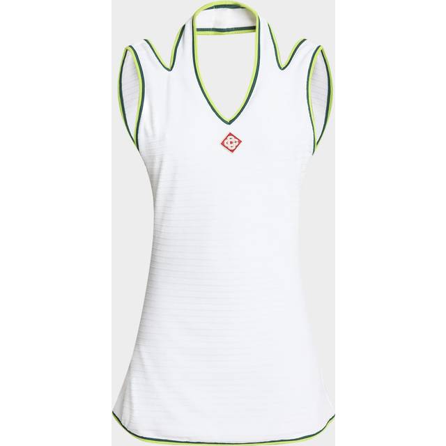 Casablanca, Klänning, Dam, M, Bomull, Elegant vit klänning med limekant - white (M)