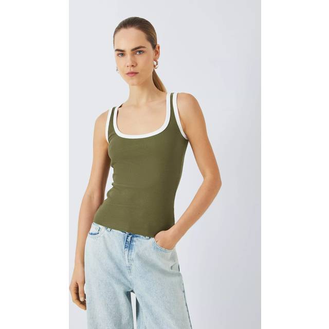 John Lewis ANYDAY Contrast Trim Ribbed Vest Top