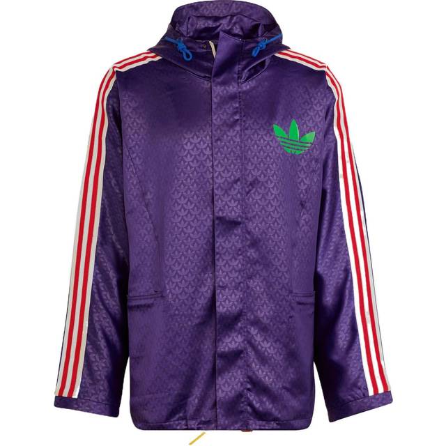 adidas originals Windbreaker Logo Printing Hooded Drawstring Sports Jacket 'Purple' IB3441 - XL