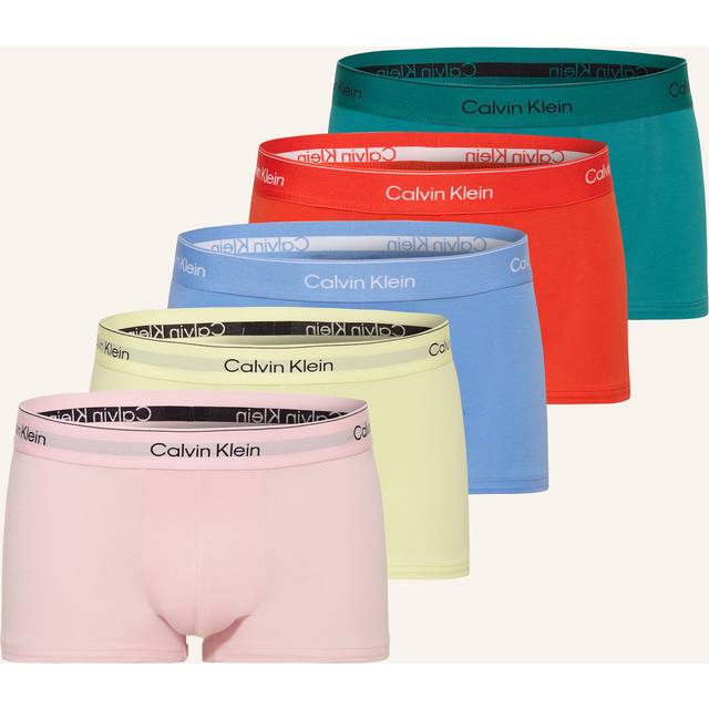 Calvin Klein Icon Pride Cotton Stretch Low Rise Trunks, Pack of 5, Blue/Green/Yellow