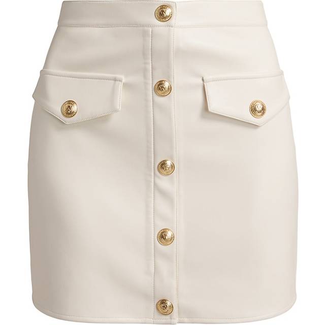 L'AGENCE Truman Vegan Leather Mini Skirt In Vintage White - 6