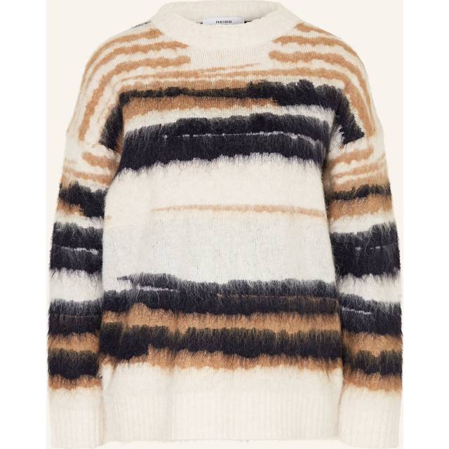 Reiss Emily Stripe Brushed Wool Blend Jumper, Cream/Multi