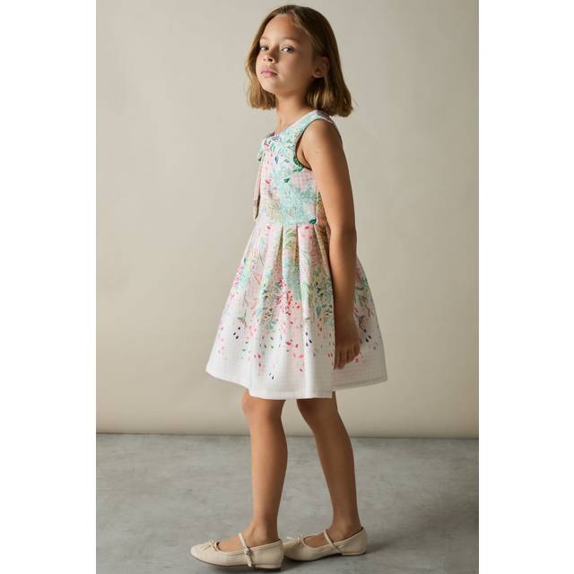Reiss Kids' Isabel Floral Scuba Dress, Pink Print