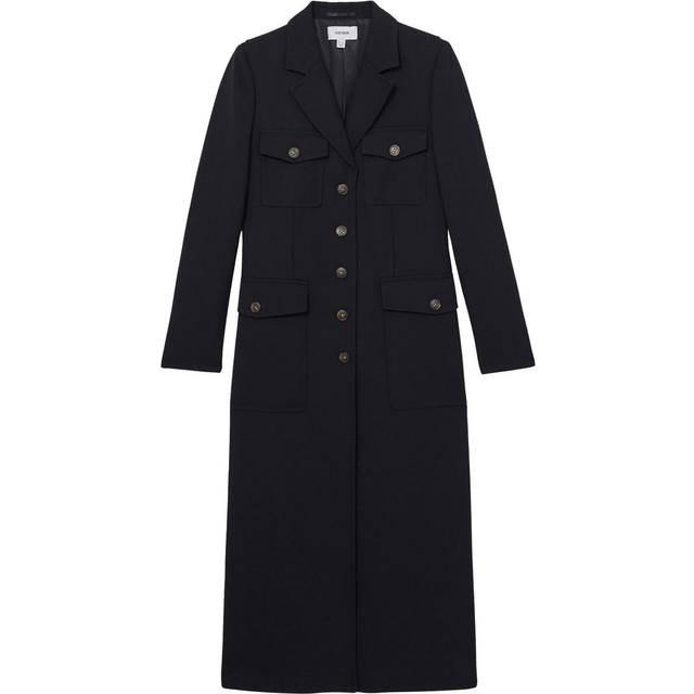 Reiss Madison Structured Wool Blend Coat, Navy