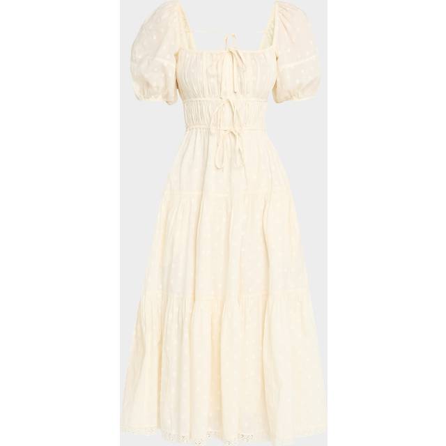 Palma Polka Dot Puff-Sleeve Midi Dress - PRISTINE - 12