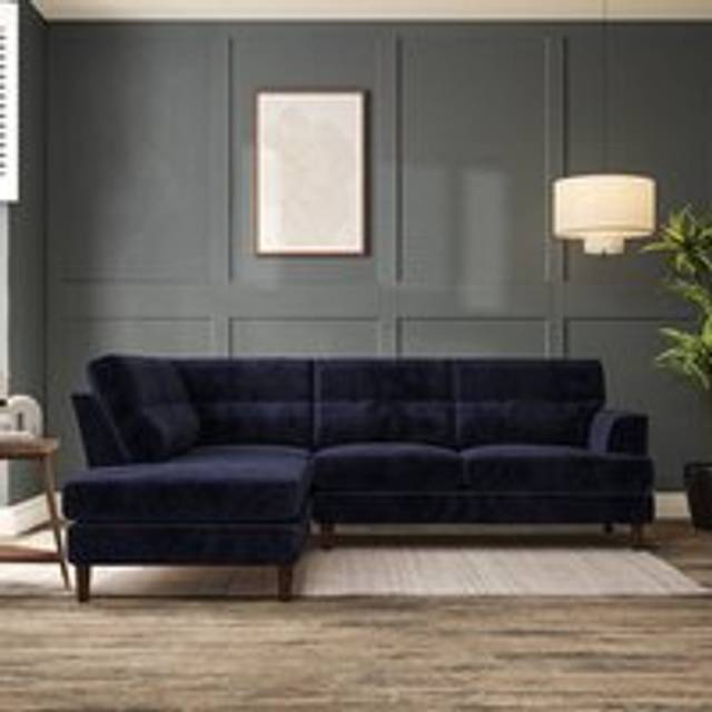 Cooper 4 Seater Corner Chaise Sofa - Luxury Chenille Luxe Navy